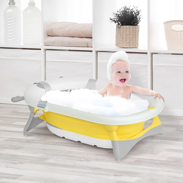 Foldable Baby Bath Tub Ergonomic with Temperature-Induced Water Plug