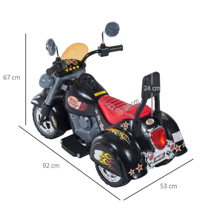 High-Quality 6V Kids Electric Motorbike - Lights, Sound - Black HOMCOM