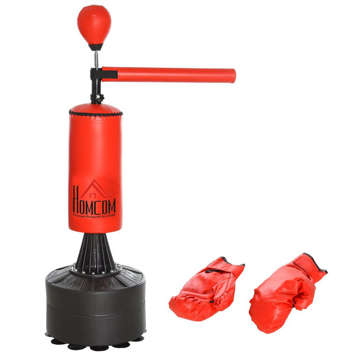 HOMCOM 155-205cm 3-IN-1 Freestanding Boxing Punch Bag Stand with Rotating Flexible Arm, Speed Ball, Waterable Base