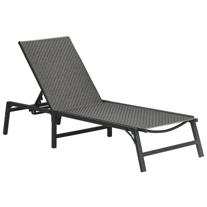 Premium Foldable PE Rattan Sun Lounger - 5-Level Adjustable Backrest - High-Quality Grey Finish!