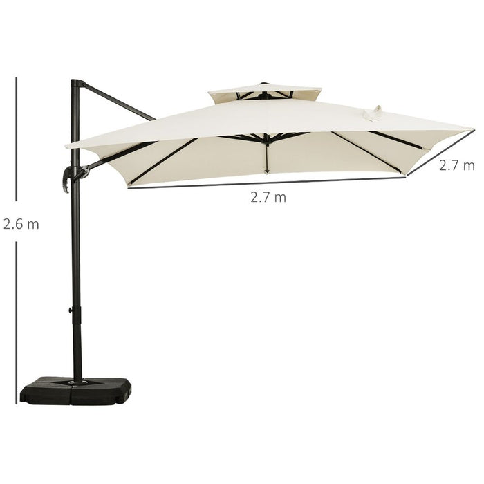 Premium Outdoor Steel Frame Cantilever Umbrella - Durable, Rotating, UV Protection