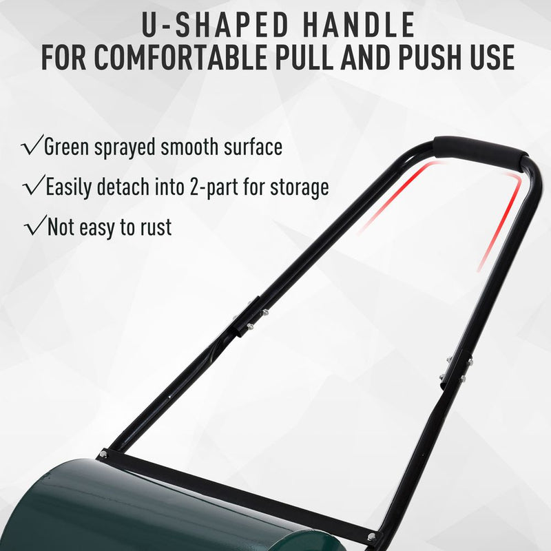 Outsunny 30cm Metal Lawn Roller-Deep Green - Flatten Your Garden with Ease