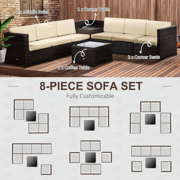 Premium Outsunny 6-Seater Rattan Sofa Set - Brown, Steel Frame