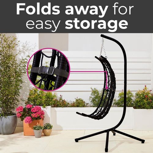 Neo Black Hanging Swing Egg Chair With Cushions