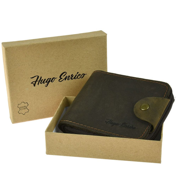 Hugo Enrico Wallet-Brown Design 19 - Genuine Leather Bifold - Stylish & Functional