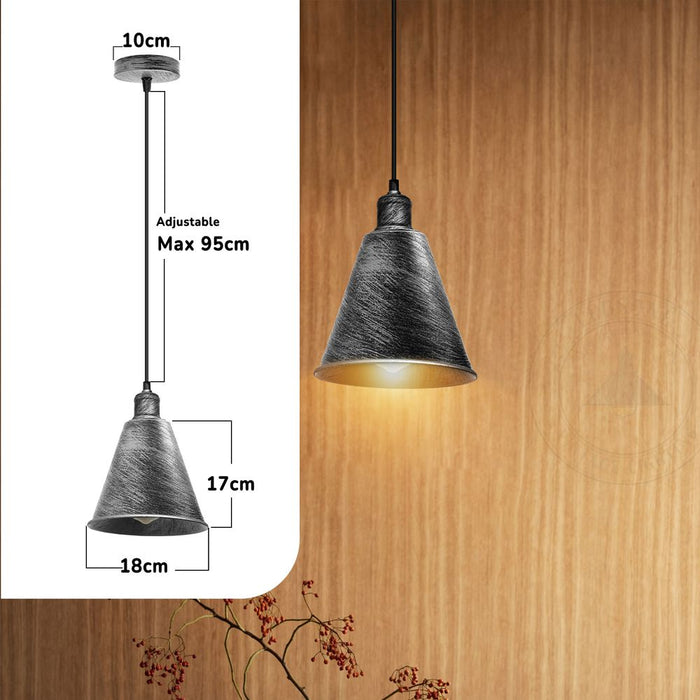 Modern Cone Pendant Light - Silver Lampshade - High-Quality Fixture