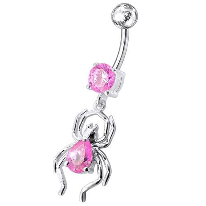 Fancy Jeweled Spider Dangling Belly Ring