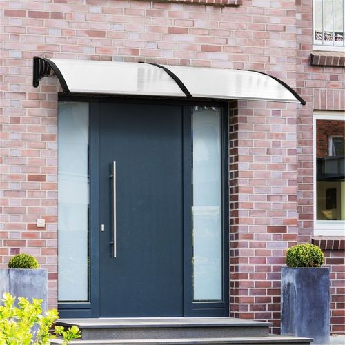Door Canopy Perfect for windows, doorways and balconies Wall Mounting Kit Clear, Black 75L x 195W x 23H cm