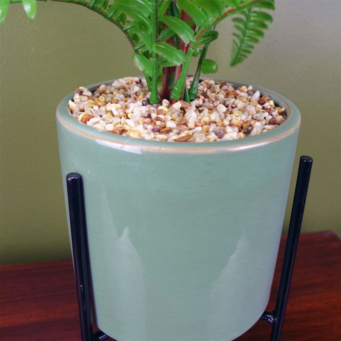 40cm Artificial Fern Plant: Ceramic Planter & Stand