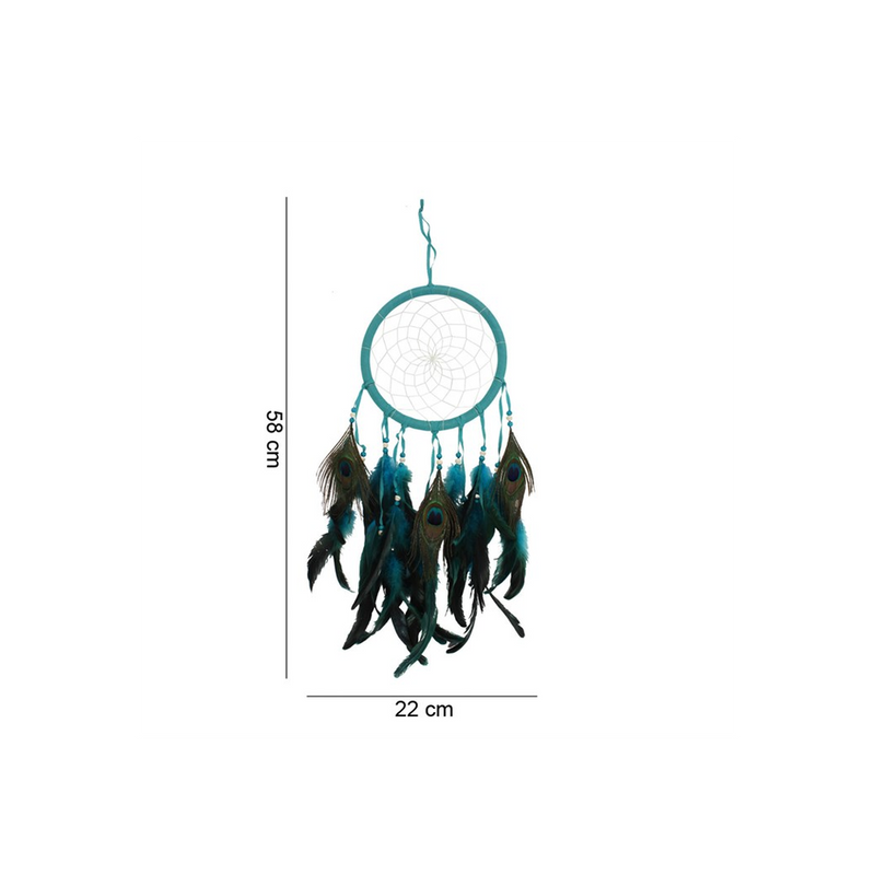 Turquoise Peacock Feather Dreamcatcher