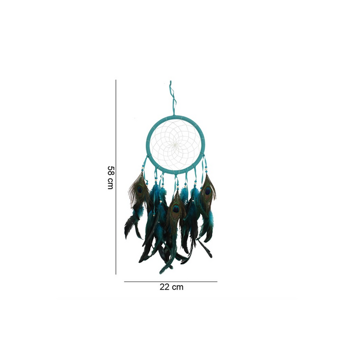 Turquoise Peacock Feather Dreamcatcher