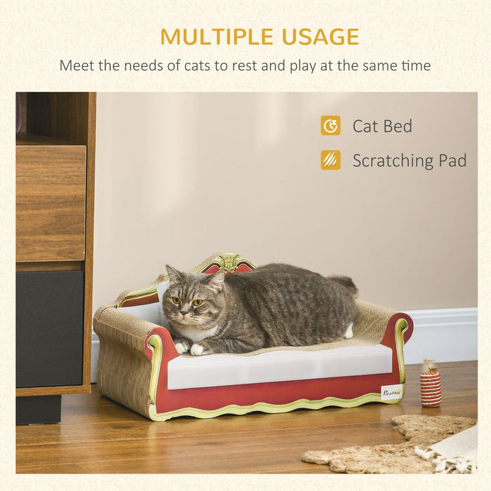 PawHut Cat Scratching Board - Cardboard Lounge Sofa with Catnip