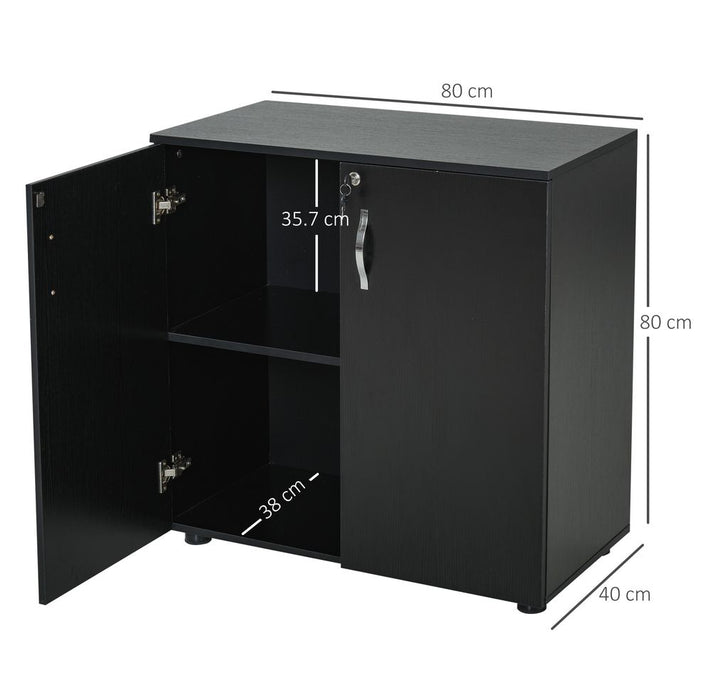 Premium 2-Tier Locking Office Cabinet - File Storage & Organisation - Black HOMCOM