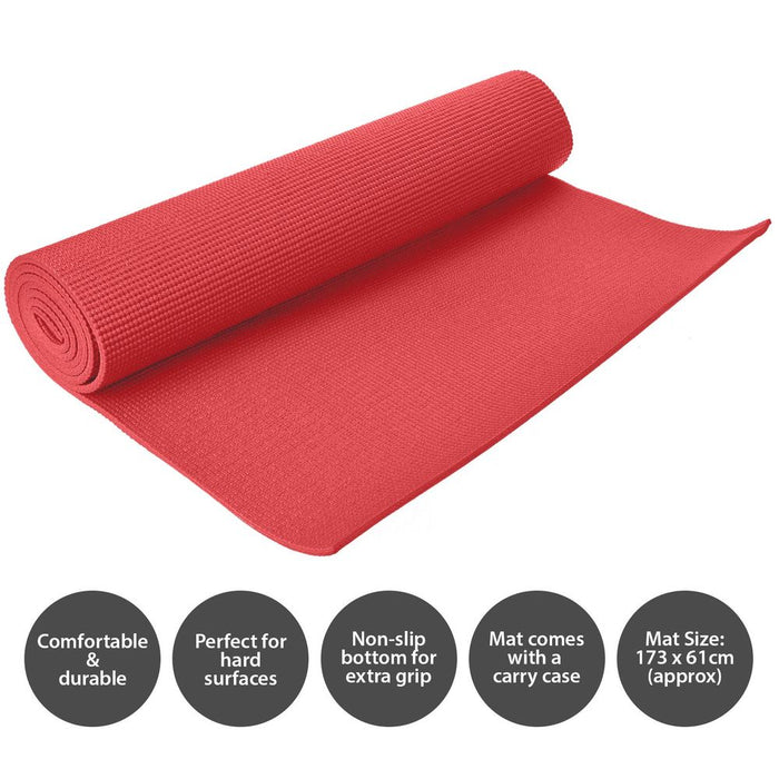 High-Quality Pink Yoga Mat 3mm | Durable & Non-Slip | Extra Large Size 173 x 61cm | Includes Carry Bag | Relax & Meditate