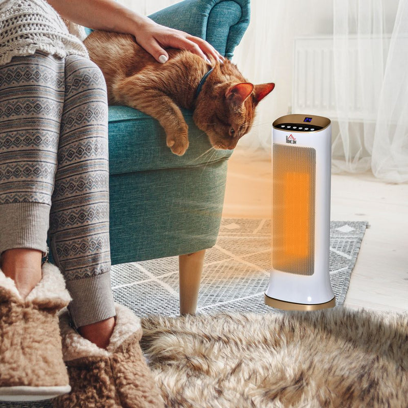 HOMCOM Ceramic Tower Heater - 45° Oscillating Space Heater w/ Remote - Best Quality"