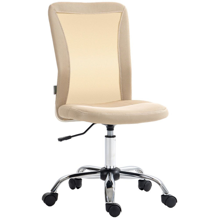 Vinsetto Armless Office Chair - Adjustable Height, Mesh Back, Beige