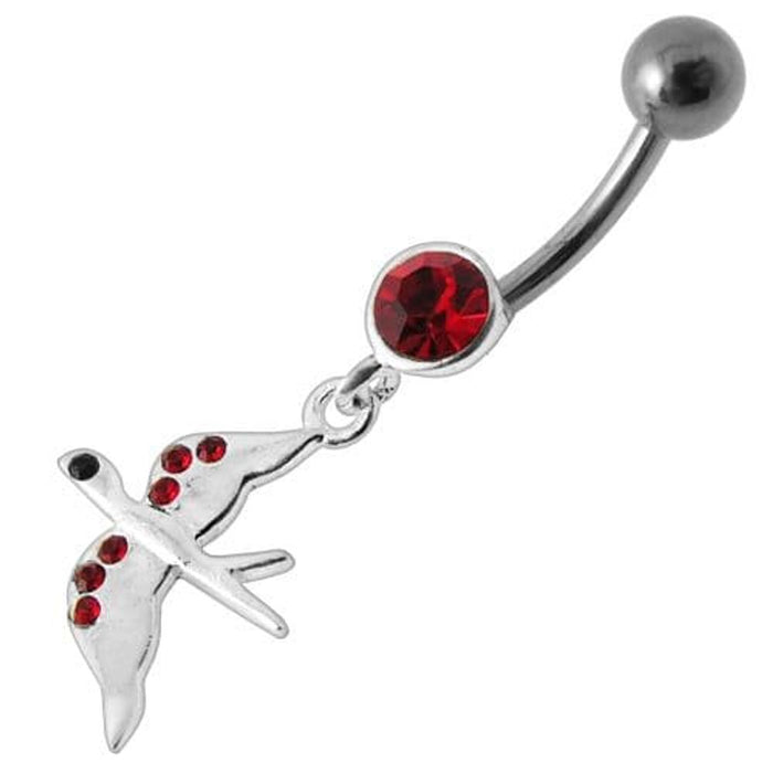 Jeweled Flying Pigeon Dangling Belly Ring