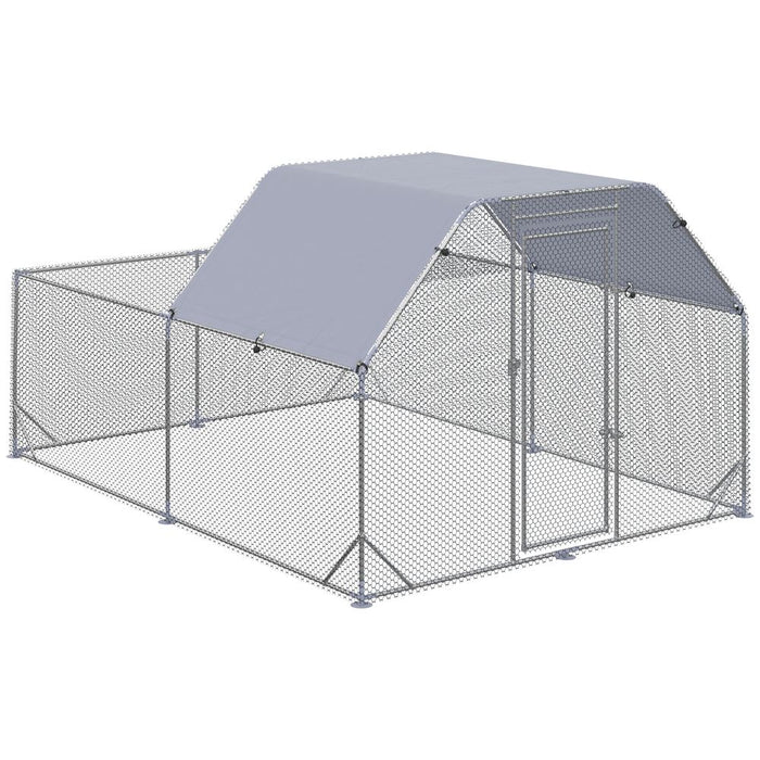 Chicken Run W/ Roof, Walk In Chicken Coop for 10-12 Chickens, Hen House