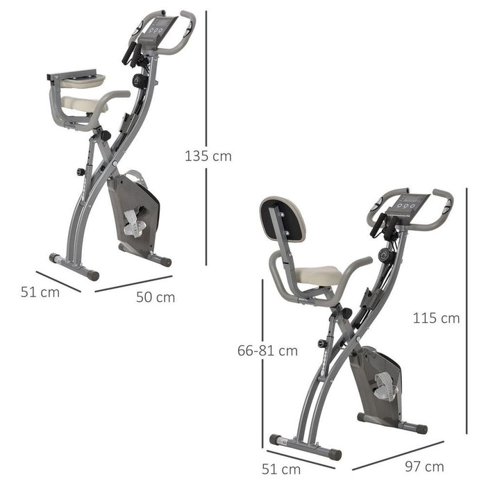 HOMCOM 2-In-1 Upright Exercise Bike 8-Level Adjustable with Pulse Sensor Grey