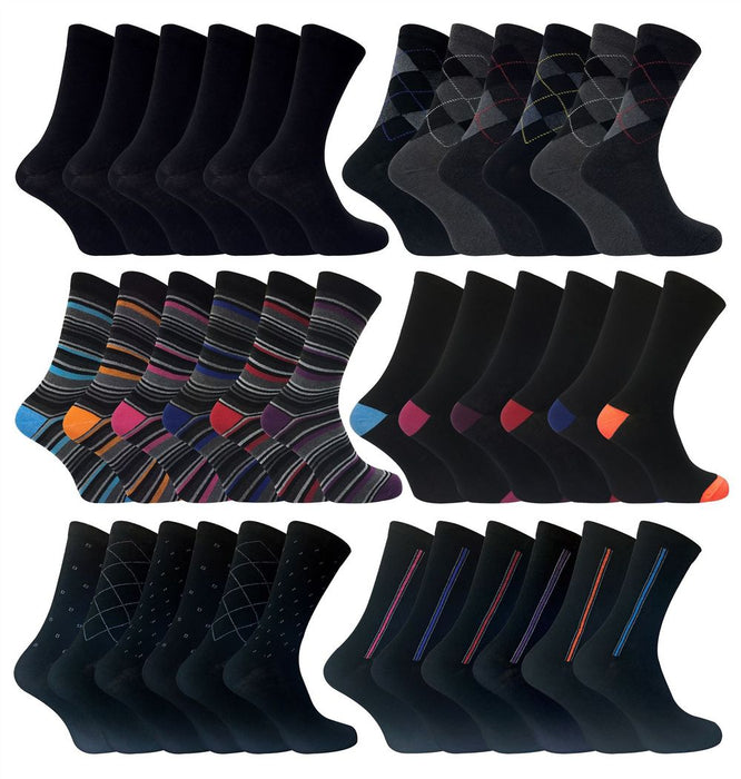 6 Pairs Mens DEE Patterned Cotton Socks