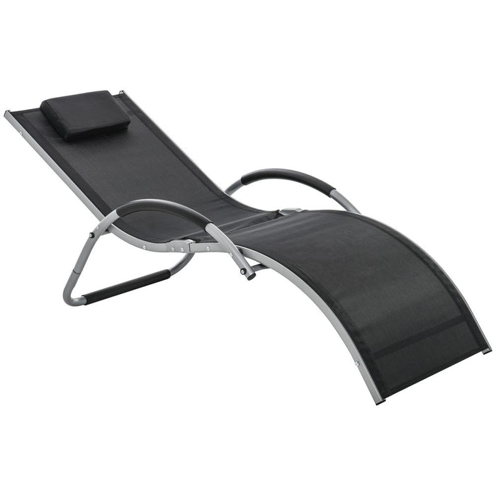 Ultimate Comfort Outdoor Lounger Chair - Removable Headrest, Aluminium Frame, Black - Ideal for Relaxation & Support