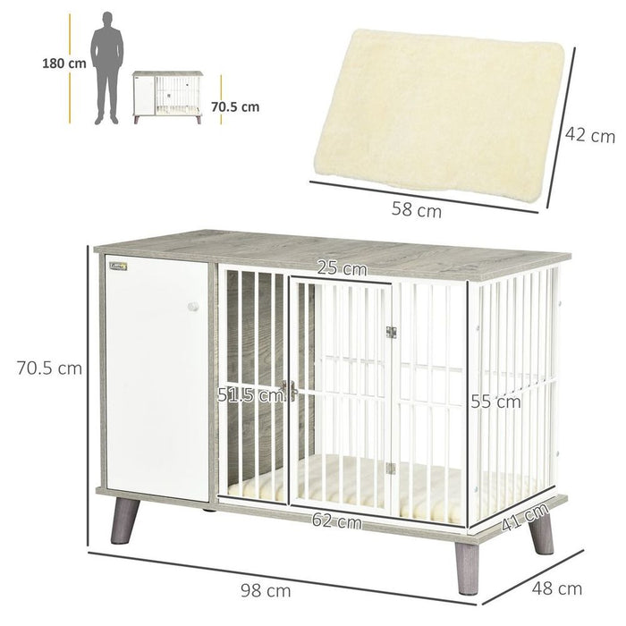 PawHut Dog Crate Furniture, Indoor Dog Kennel Side End Table, 98x48x70.5 cm