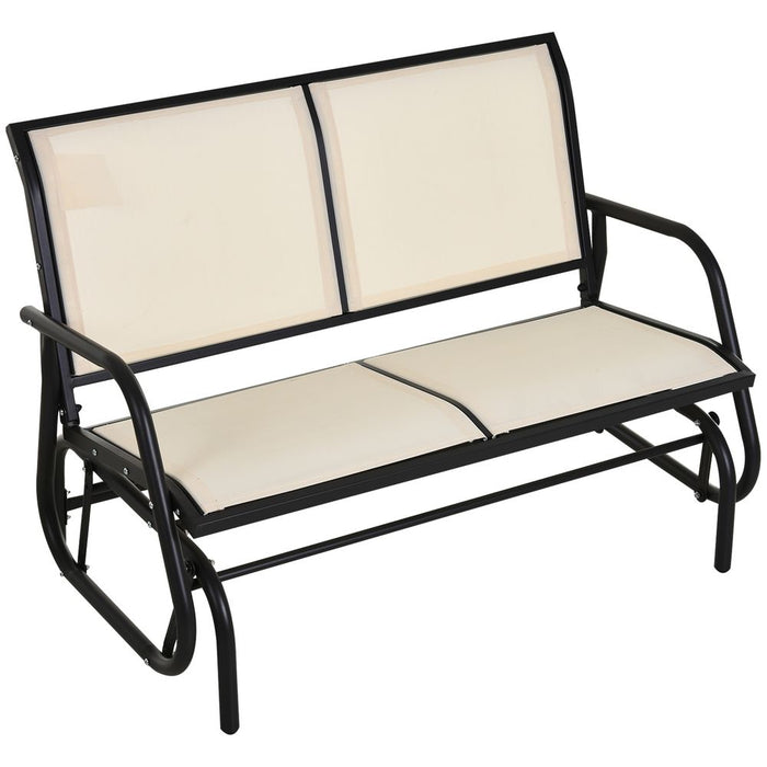 Outsunny 2-Person Patio Glider Bench Gliding Chair Loveseat w/ Armrest Beige