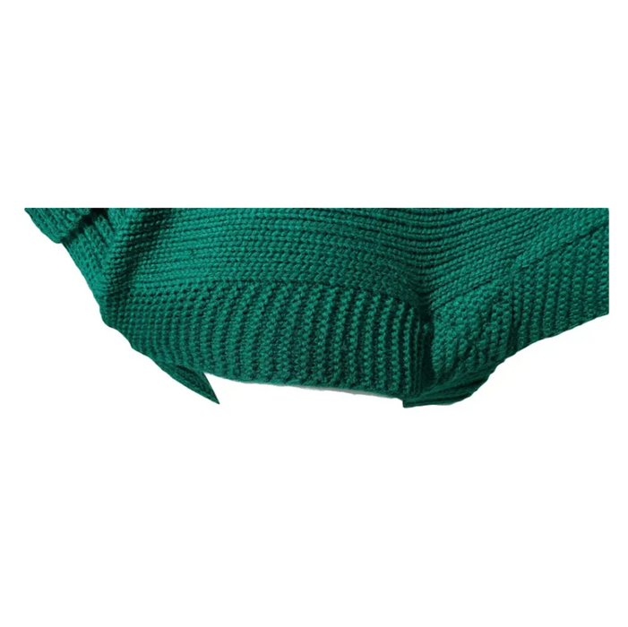 The Jazz Dog Jumper in Green - Contemporary Cableknit Design, Lycra Strengthened Rolleck, Leg Slits - Best Quality