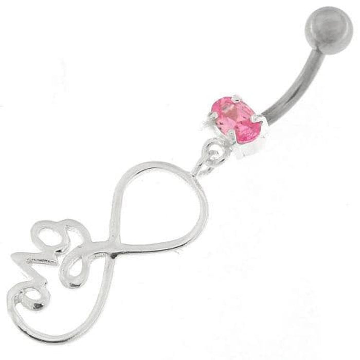 Infinity Love 925 Sterling Silver Belly Button Piercing