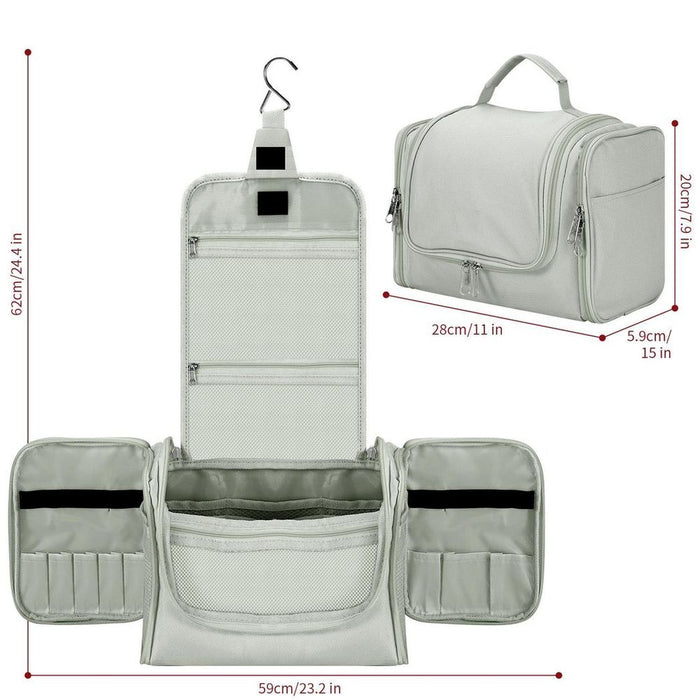 VINSANI Toiletry Bag L.GREY - Organiser for Bathroom, Travel, Makeup - High Quality, Space Saving