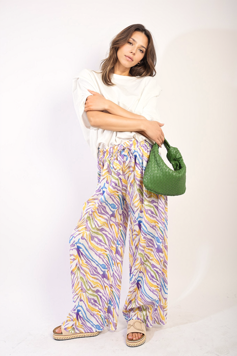 Pleated Wide Leg and Elastic Waist Trousers - Stylish, Comfortable, and Versatile!