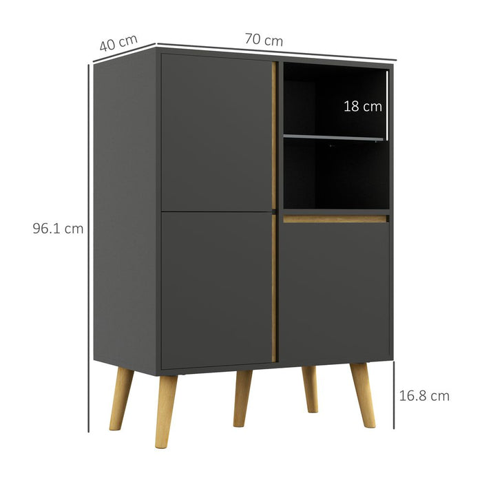 HOMCOM Storage Cabinet Sideboard - Tempered Glass Shelves - High Quality