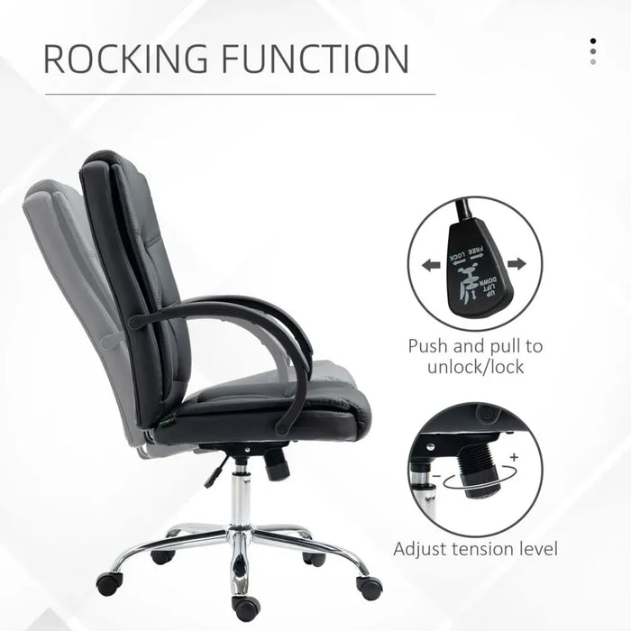 PU Leather Executive Office Chair High Back Height Adjustable Desk Chair, Black