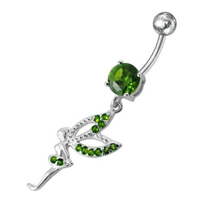 Fancy Angel shaped Dangling jeweled Belly Ring