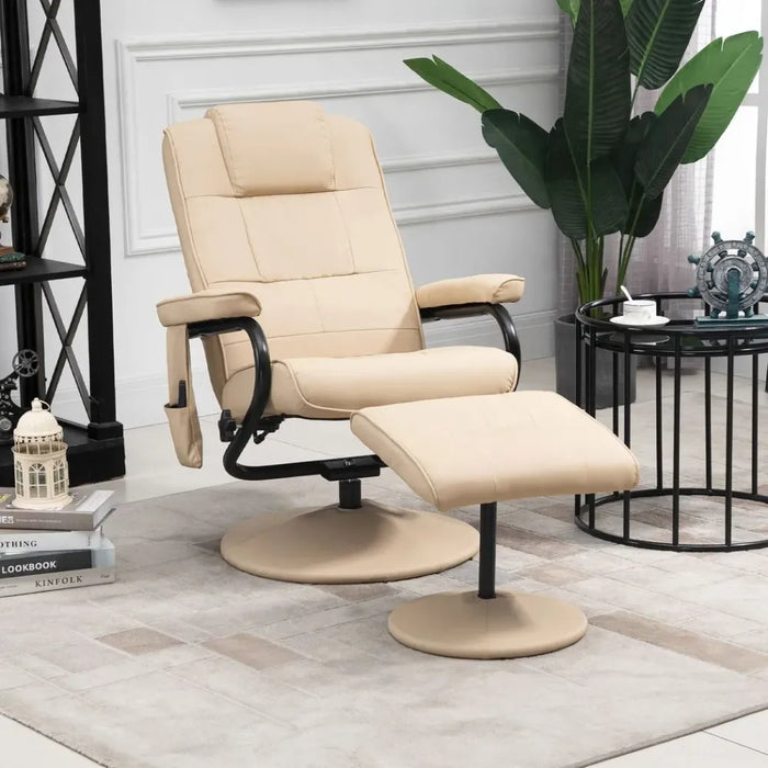 Freestanding Living Room Chair with High Density Cushion and Footrest Cream