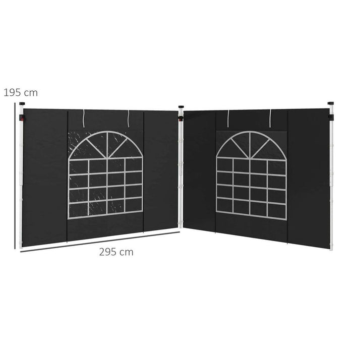 Premium Outdoor Gazebo Side Panels, 2 Pack, Black - Fits 3x3m or 3x6m Gazebos