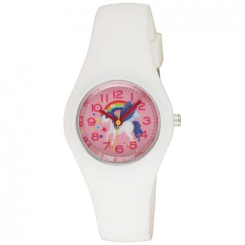 Ravel Kids Summer White Silicone Watch - Green Butterfly, White Unicorn, Pink Floral - R1805