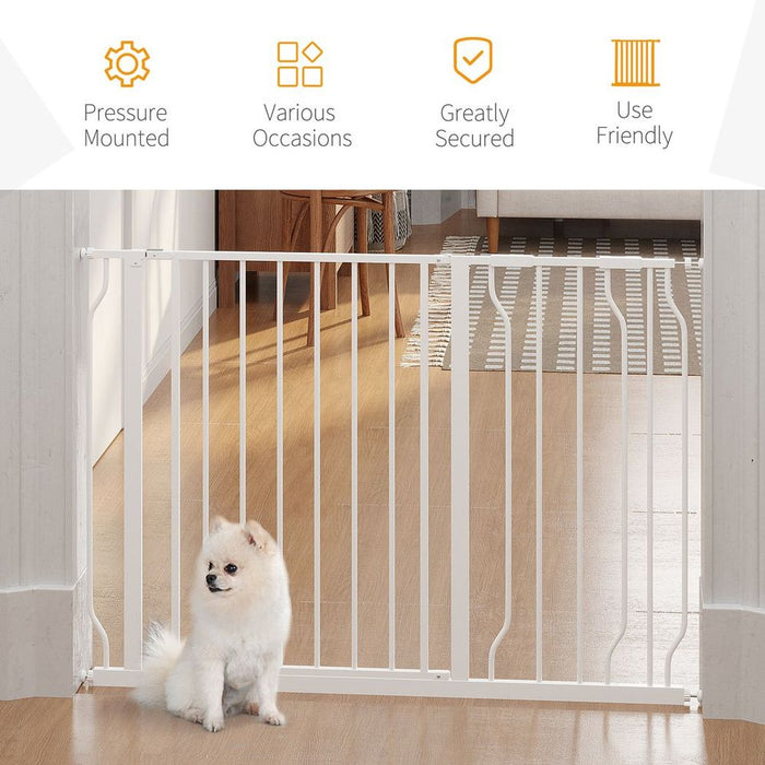 Ultimate Pet Safety Gate - PawHut Wide Stair Gate, 75-115cm, White