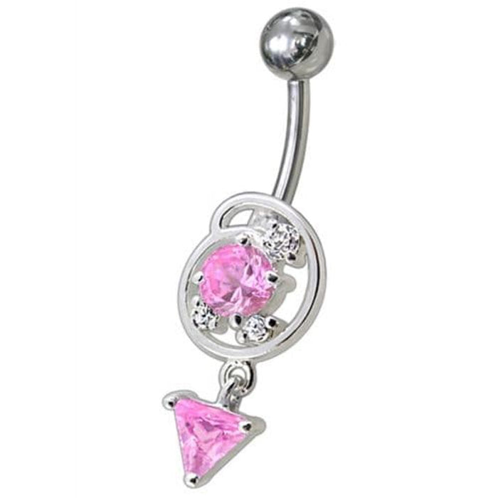 Silver Fancy Dangling Belly Navel Ring