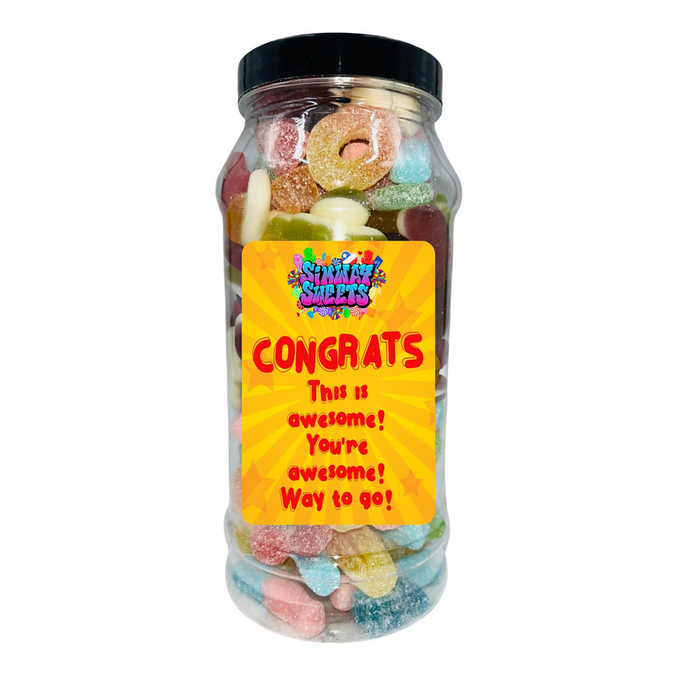 Congratulations Jar Sweets - Sparkling Fizzy & Gummy Mix