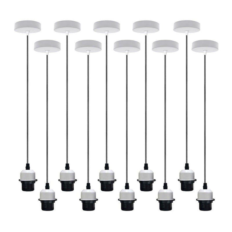 10 Pack Industrial White Pendant Light, Lampshade Addable E27 Lamp Holder Light,