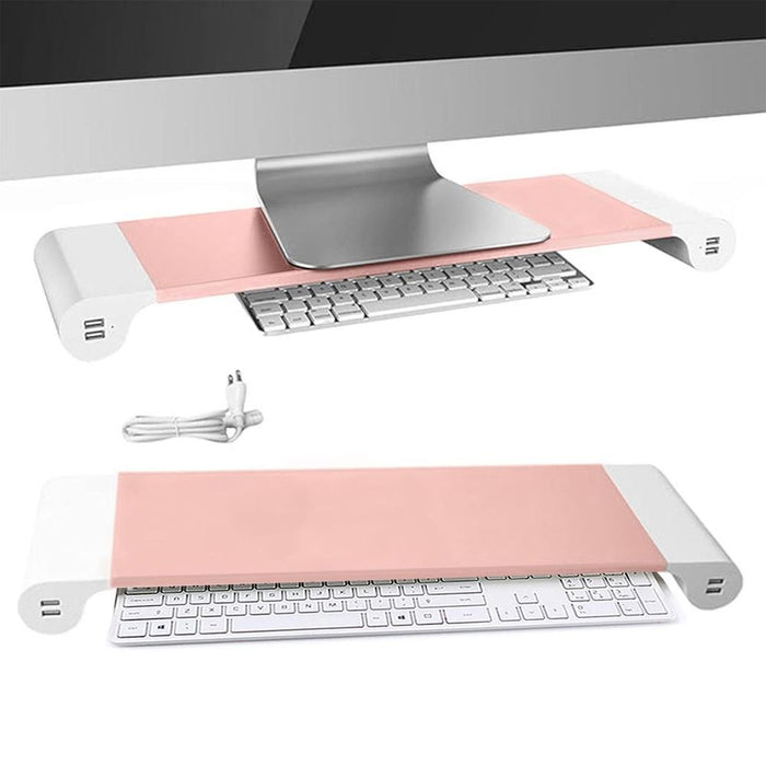 Aquarius Aluminium Desktop Organizer With 4 USB Ports, Rose Gold - Space Saving & Multi-functional