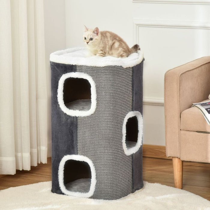 PawHut Cat Barrel Kitten Tree Tower - Premium Quality Sisal Scratching Furniture for Climbing