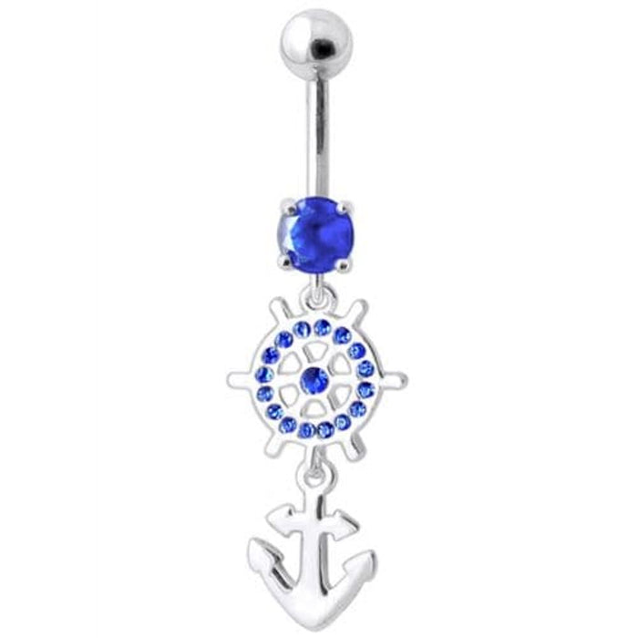 Ship Helm with Anchor Navel Belly Ring