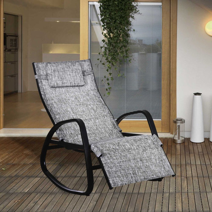 Premium Zero Gravity Rocking Patio Chair w/ Pillow Grey - Ultimate Comfort & Style - Professional Quality