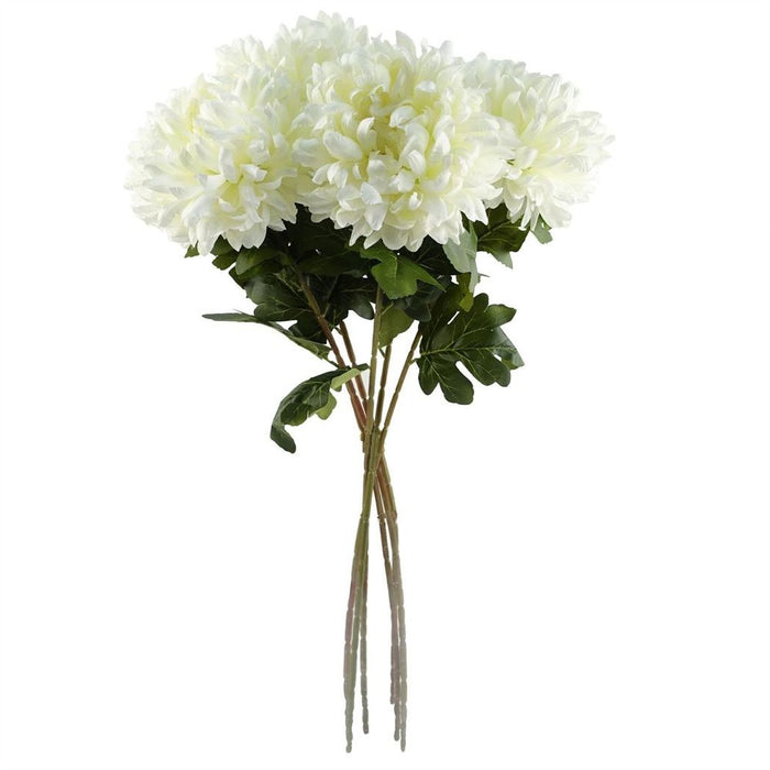 6-Pack XL Silk White Reflex Chrysanthemum - 75cm - Perfect for Arrangements