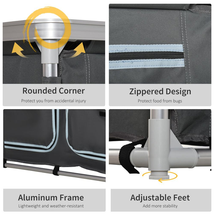 Portable Aluminum Camping Kitchen Table Organizer - Outsunny