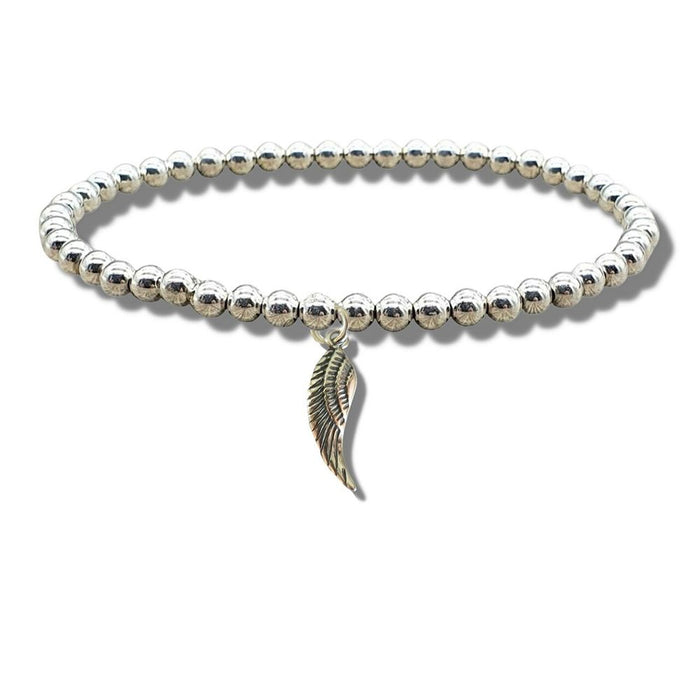 Silver Angel Feather Bracelet - Best Quality Beaded Jewelry for Women & Girls