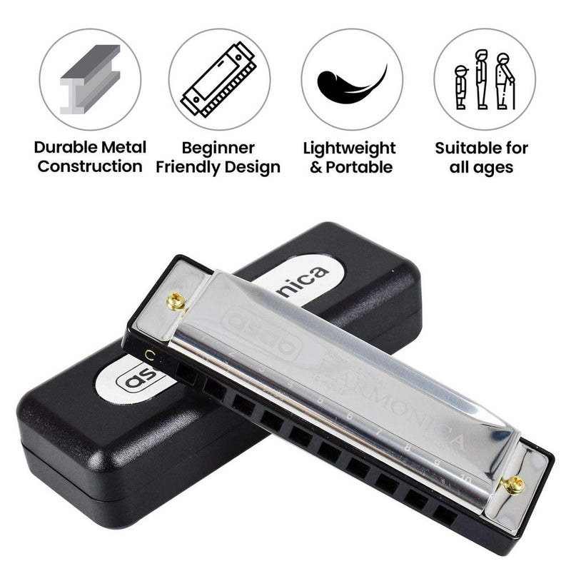 Classic Metal 10-Hole C Harmonica | Professional Quality Music Instrument