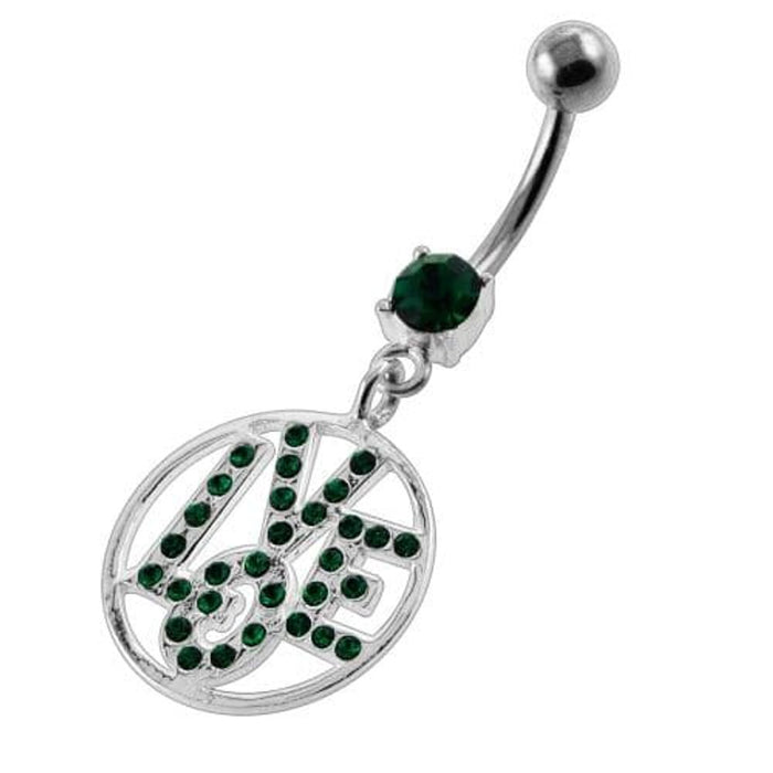 Jeweled Word LOVE Navel Belly Button Piercing